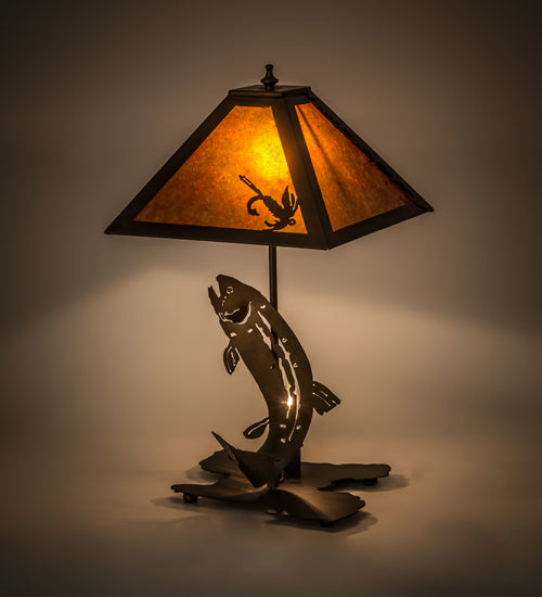 Meyda Tiffany Lighting 32532 Leaping Trout Two Light Table Lamp Lamp Light