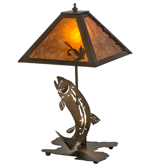 Meyda Tiffany Lighting 32532 Leaping Trout Two Light Table Lamp Lamp Light