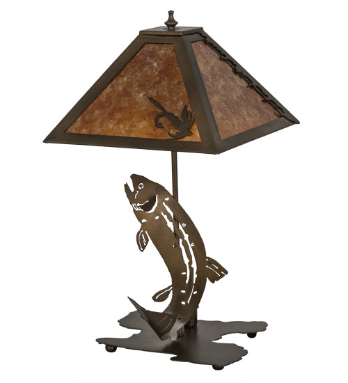 Meyda Tiffany Lighting 32532 Leaping Trout Two Light Table Lamp Lamp Light