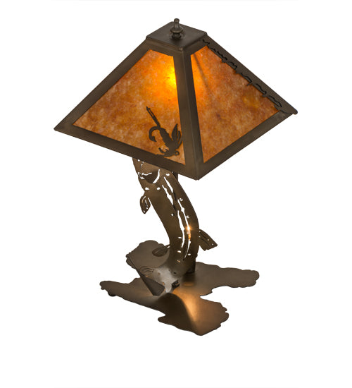 Meyda Tiffany Lighting 32532 Leaping Trout Two Light Table Lamp Lamp Light