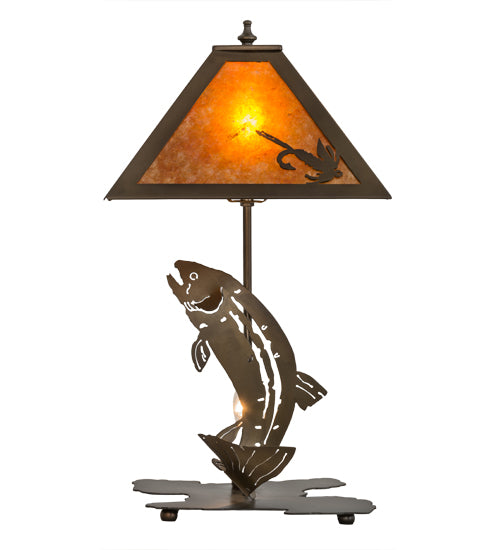 Meyda Tiffany Lighting 32532 Leaping Trout Two Light Table Lamp Lamp Light