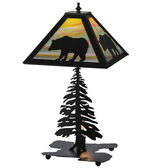 Meyda Tiffany Lighting 32552 Lone Bear Two Light Table Lamp Lamp Black