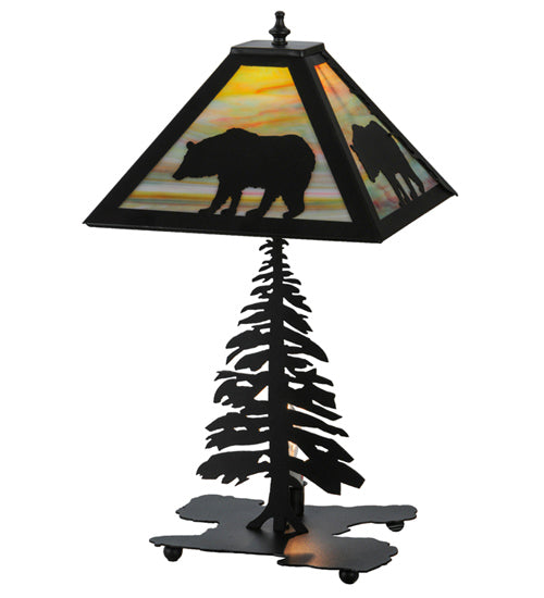 Meyda Tiffany Lighting 32552 Lone Bear Two Light Table Lamp Lamp Black