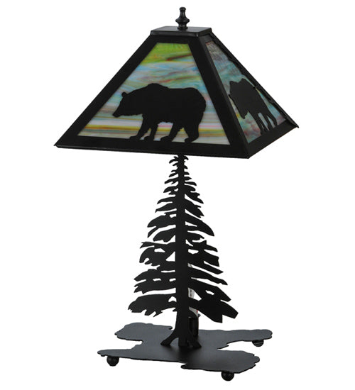 Meyda Tiffany Lighting 32552 Lone Bear Two Light Table Lamp Lamp Black