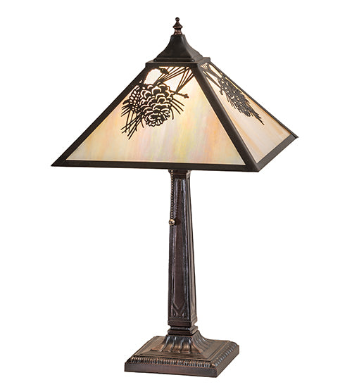 Meyda Tiffany Lighting 32789 Winter Pine One Light Table Base Lamp Bronze / Dark