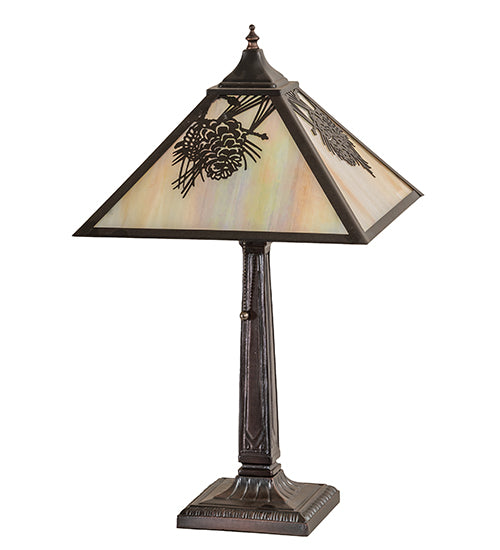 Meyda Tiffany Lighting 32789 Winter Pine One Light Table Base Lamp Bronze / Dark