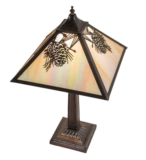 Meyda Tiffany Lighting 32789 Winter Pine One Light Table Base Lamp Bronze / Dark