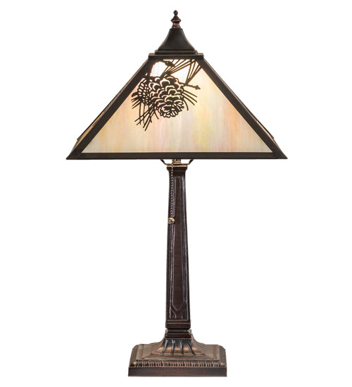 Meyda Tiffany Lighting 32789 Winter Pine One Light Table Base Lamp Bronze / Dark