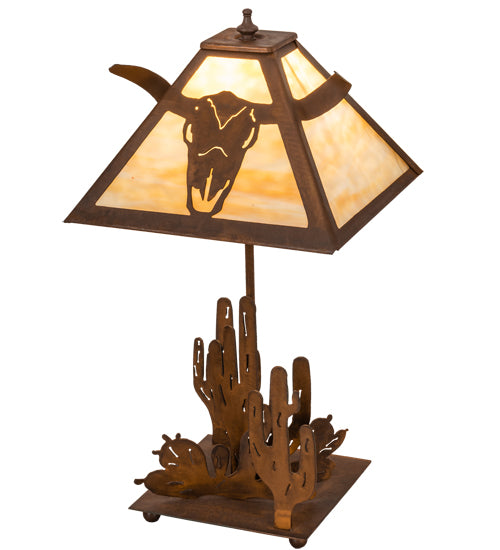 Meyda Tiffany Lighting 32795 Steer Skull One Light Table Lamp Lamp Bronze / Dark