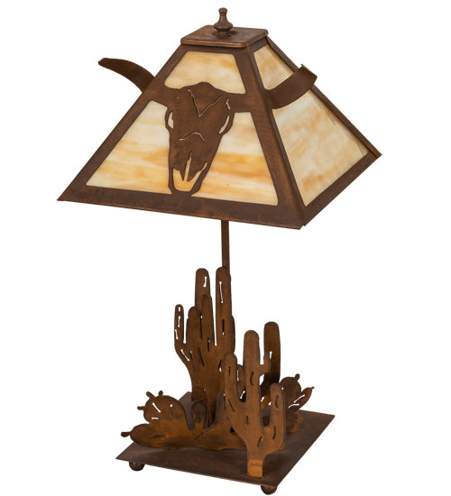 Meyda Tiffany Lighting 32795 Steer Skull One Light Table Lamp Lamp Bronze / Dark