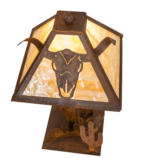 Meyda Tiffany Lighting 32795 Steer Skull One Light Table Lamp Lamp Bronze / Dark