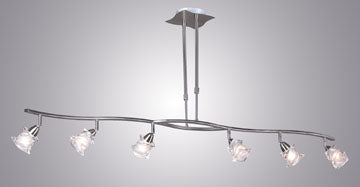 Plc Lighting 6073 SN Avatar Six Light Pendant Track Light Pewter, Nickel, Silver