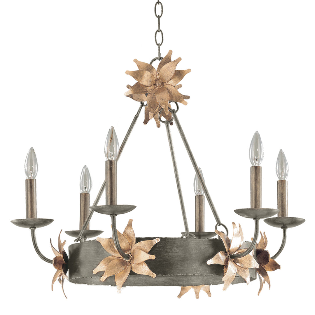 Lucas+McKearn Simone Ch1162-6 Chandelier Light - Silver with Gold Leaf Blossom