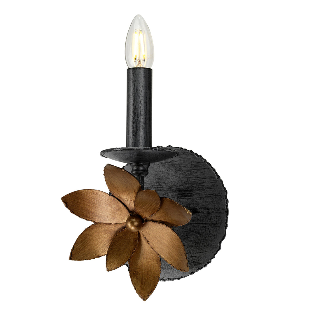 Lucas+McKearn Simone Sc1148-1 Wall Sconce Light - Silver with Gold Leaf Blossom