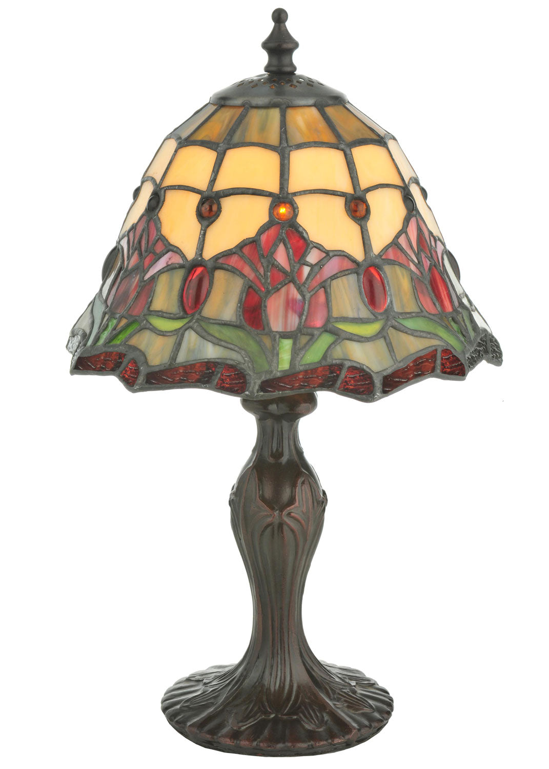Meyda Tiffany Lighting 112093 Colonial Tulip One Light Accent Lamp Lamp Bronze / Dark