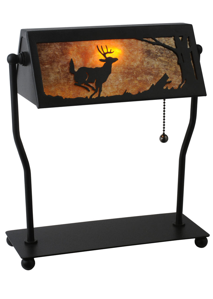 Meyda Tiffany Lighting 113076 Deer On The Loose One Light Banker's Lamp Lamp Bronze / Dark