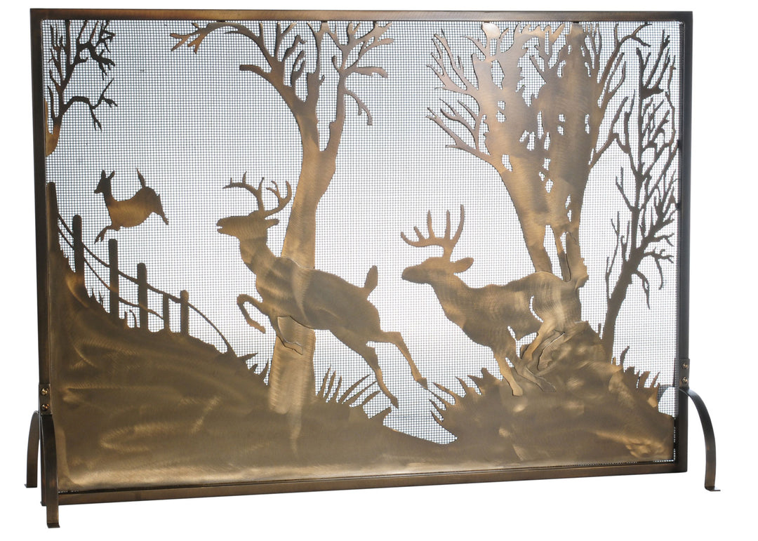 Meyda Tiffany Lighting 113656 Deer On The Loose Fireplace Screen Home Decor Copper/Antique/Verde