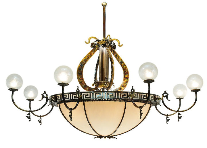 Meyda Tiffany Lyre 106965 Chandelier Light - Lt Burnished Brass Tint/Alabaster Sb
