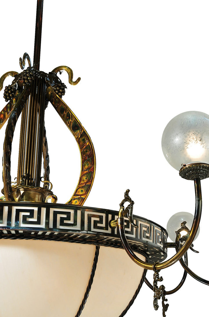 Meyda Tiffany Lyre 106965 Chandelier Light - Lt Burnished Brass Tint/Alabaster Sb