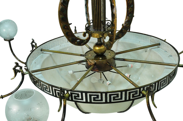 Meyda Tiffany Lyre 106965 Chandelier Light - Lt Burnished Brass Tint/Alabaster Sb