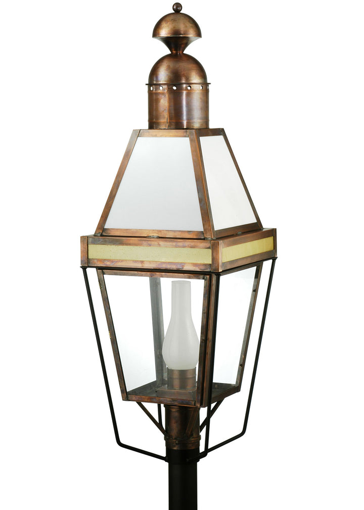 Meyda Tiffany Lighting 111483 Hancock One Light Post Mount Outdoor Copper/Antique/Verde