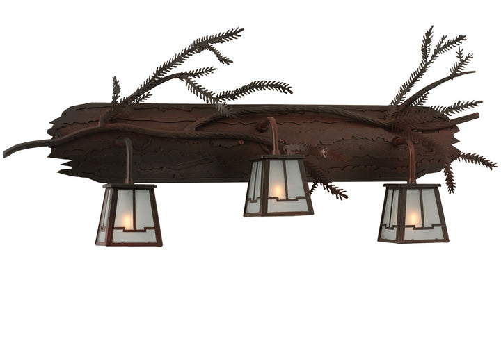 Meyda Tiffany Pine Branch 113088 Bath Vanity Light 32 in. wide - Red Rust,Wrought Iron