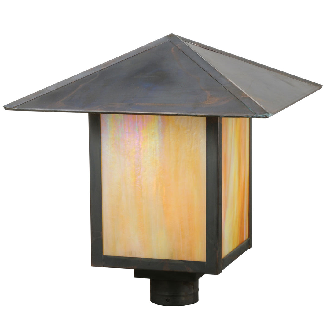 Meyda Tiffany Lighting 113385 Seneca One Light Post Mount Outdoor Copper/Antique/Verde