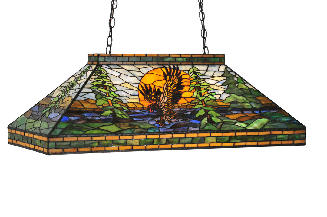 Meyda Tiffany Eagle At Sunset 79964 Pendant Light - Purple/Blue Amber Orange Lt Blue Pbag Green