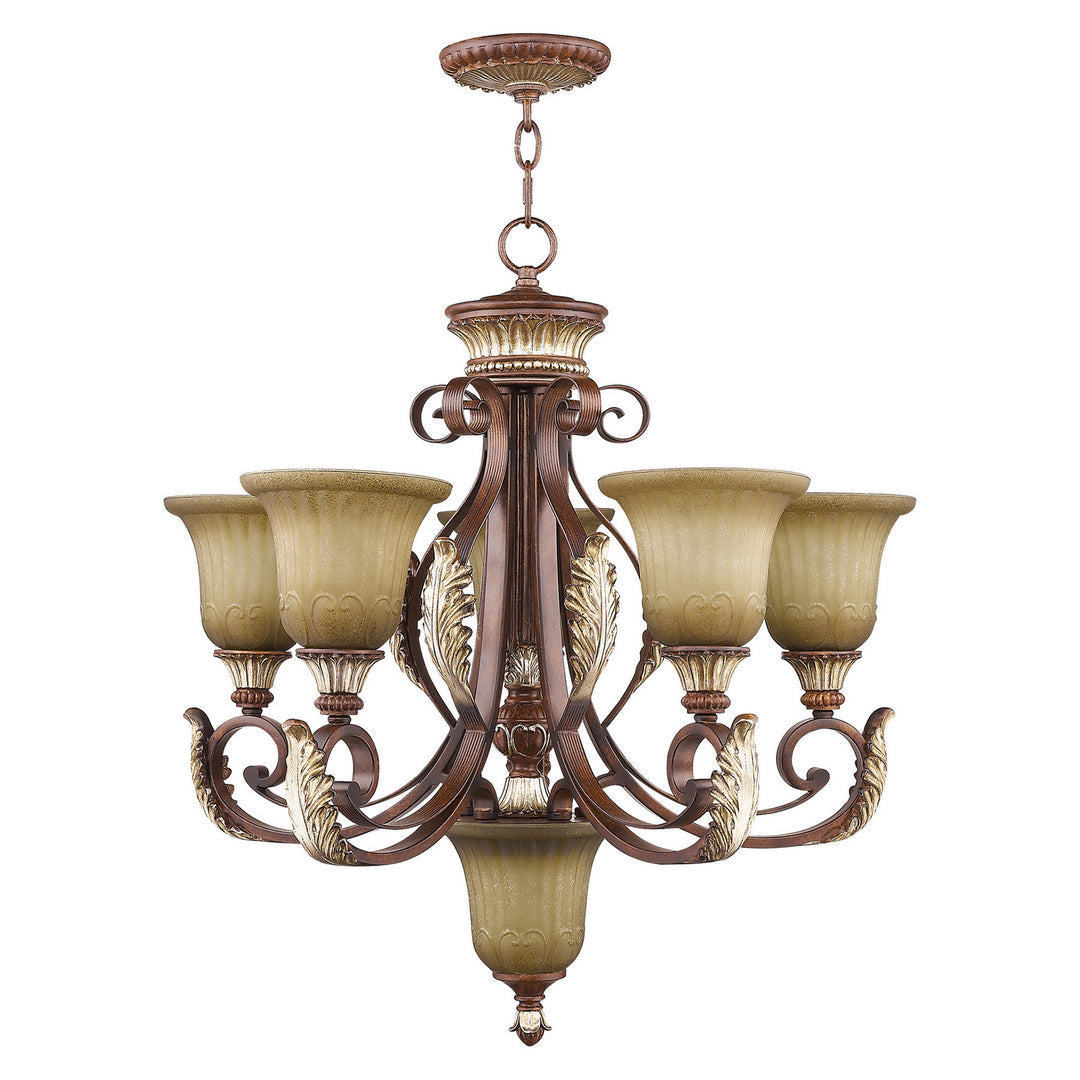 Livex Villa Verona 8555-63 Chandelier Light - Hand Applied Verona Bronze w/ Aged Gold Leafs