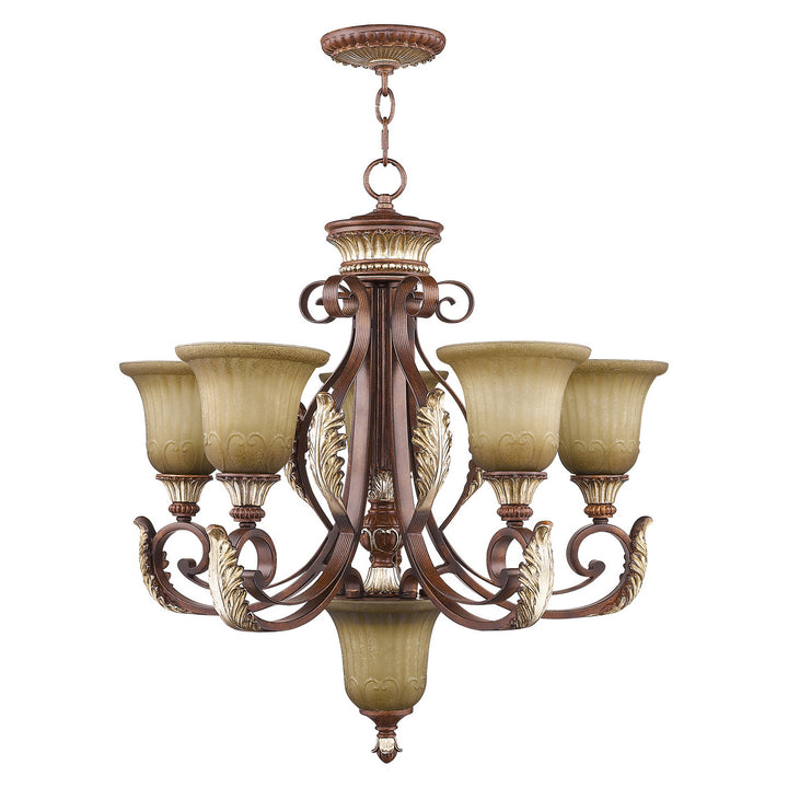 Livex Villa Verona 8555-63 Chandelier Light - Hand Applied Verona Bronze w/ Aged Gold Leafs