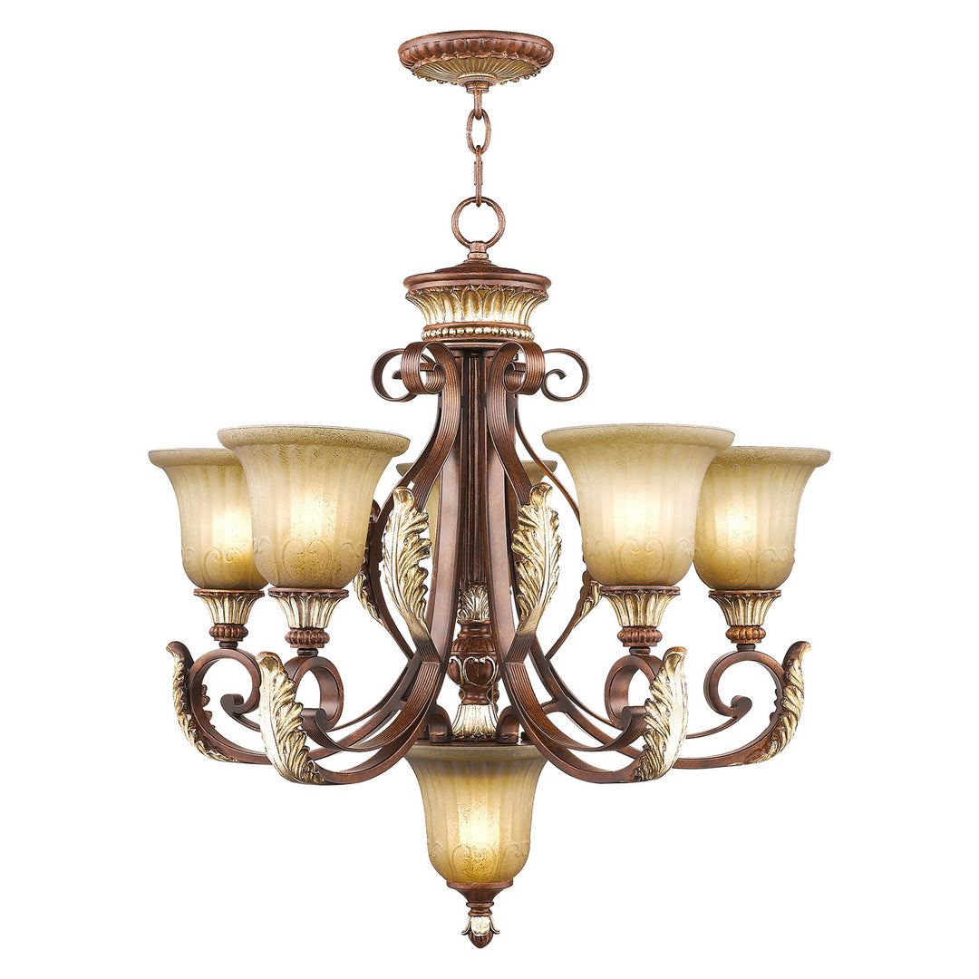 Livex Villa Verona 8555-63 Chandelier Light - Hand Applied Verona Bronze w/ Aged Gold Leafs