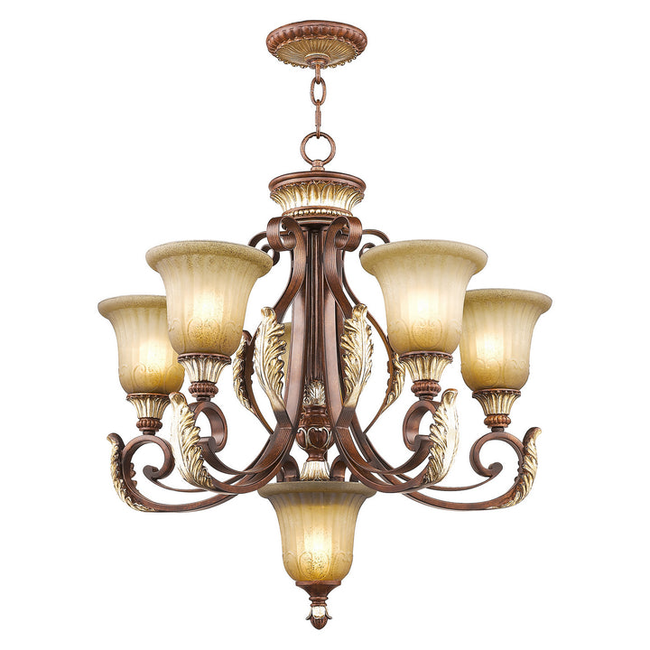 Livex Villa Verona 8555-63 Chandelier Light - Hand Applied Verona Bronze w/ Aged Gold Leafs