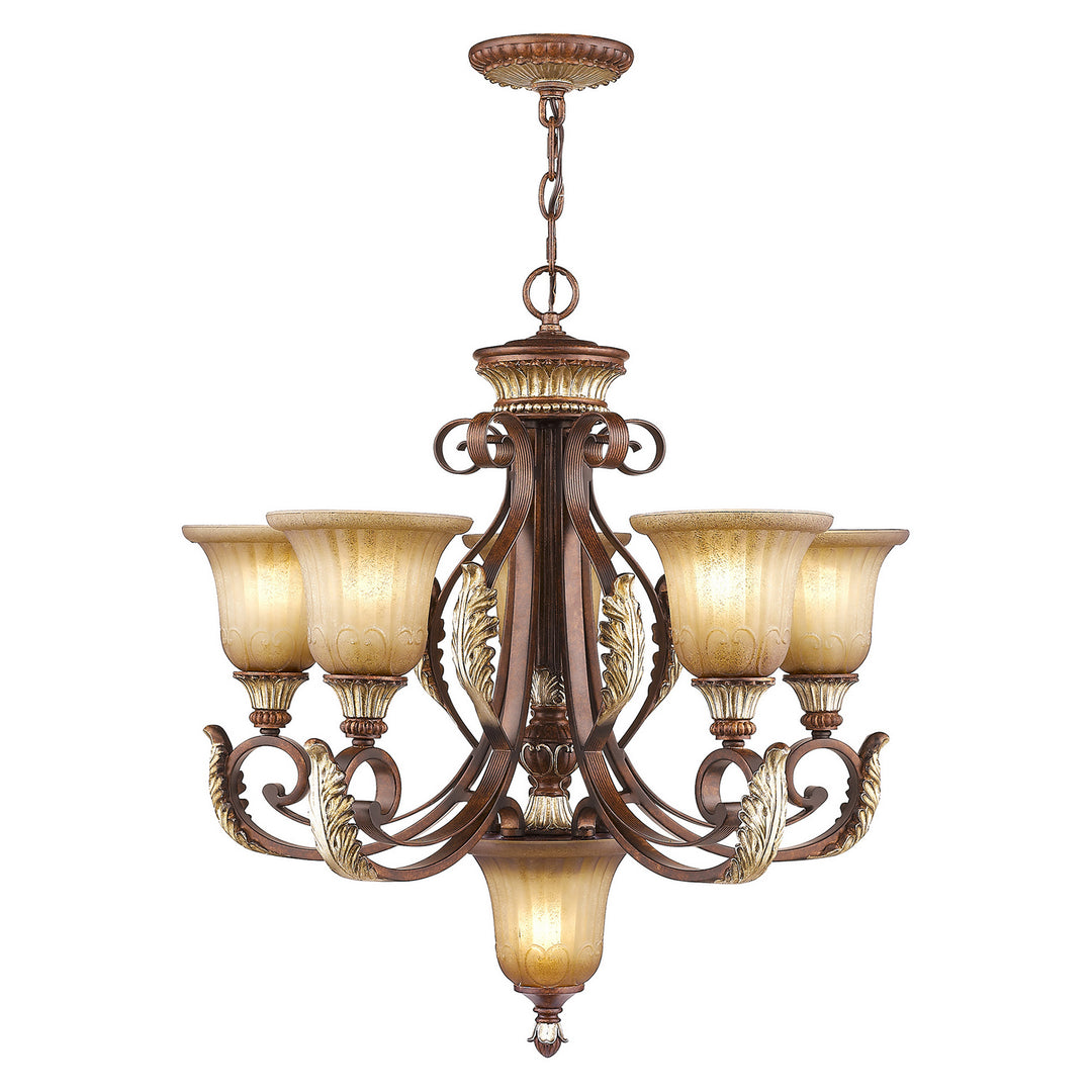 Livex Villa Verona 8555-63 Chandelier Light - Hand Applied Verona Bronze w/ Aged Gold Leafs
