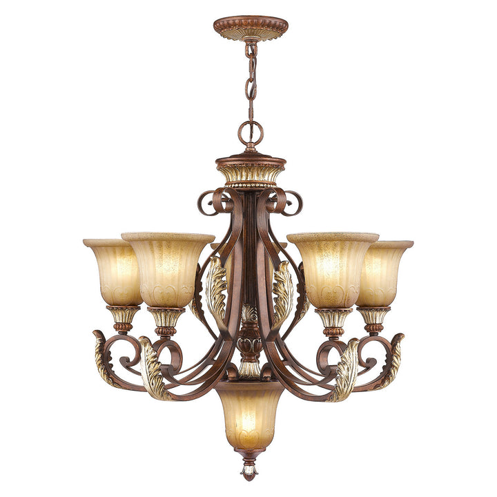 Livex Villa Verona 8555-63 Chandelier Light - Hand Applied Verona Bronze w/ Aged Gold Leafs