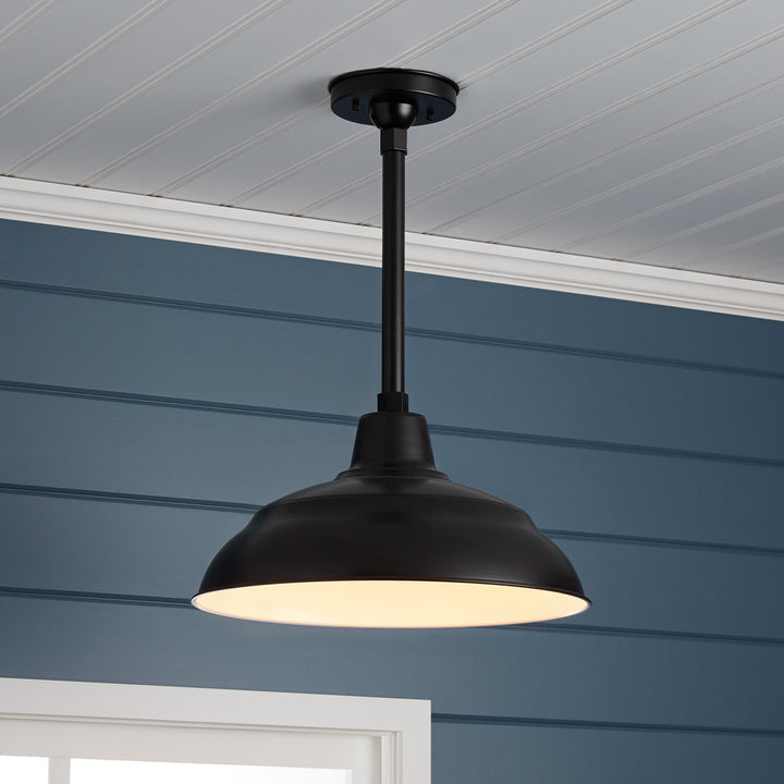 Millennium Lighting RWHS17-SB R Series One Light Pendant Utility Light Black