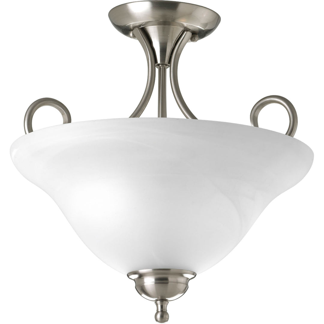 Progress Bell Glass - Alabaster P3460-09 Ceiling Light - Brushed Nickel