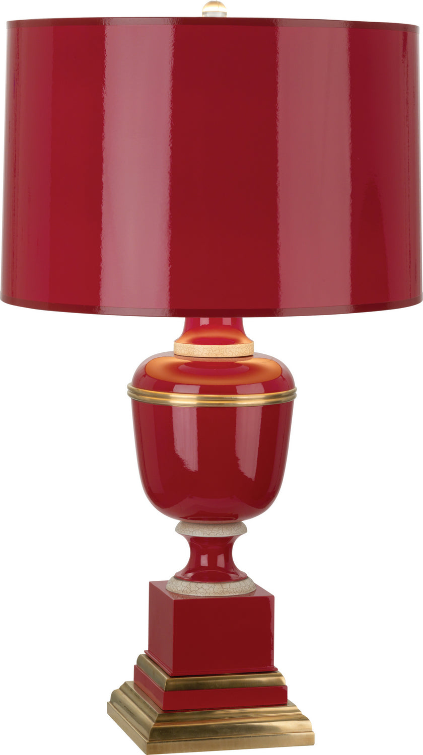 Robert Abbey Lighting 2501 Annika Lamp Red Lacquered Paint W/Natural Brass And Ivory Crackle