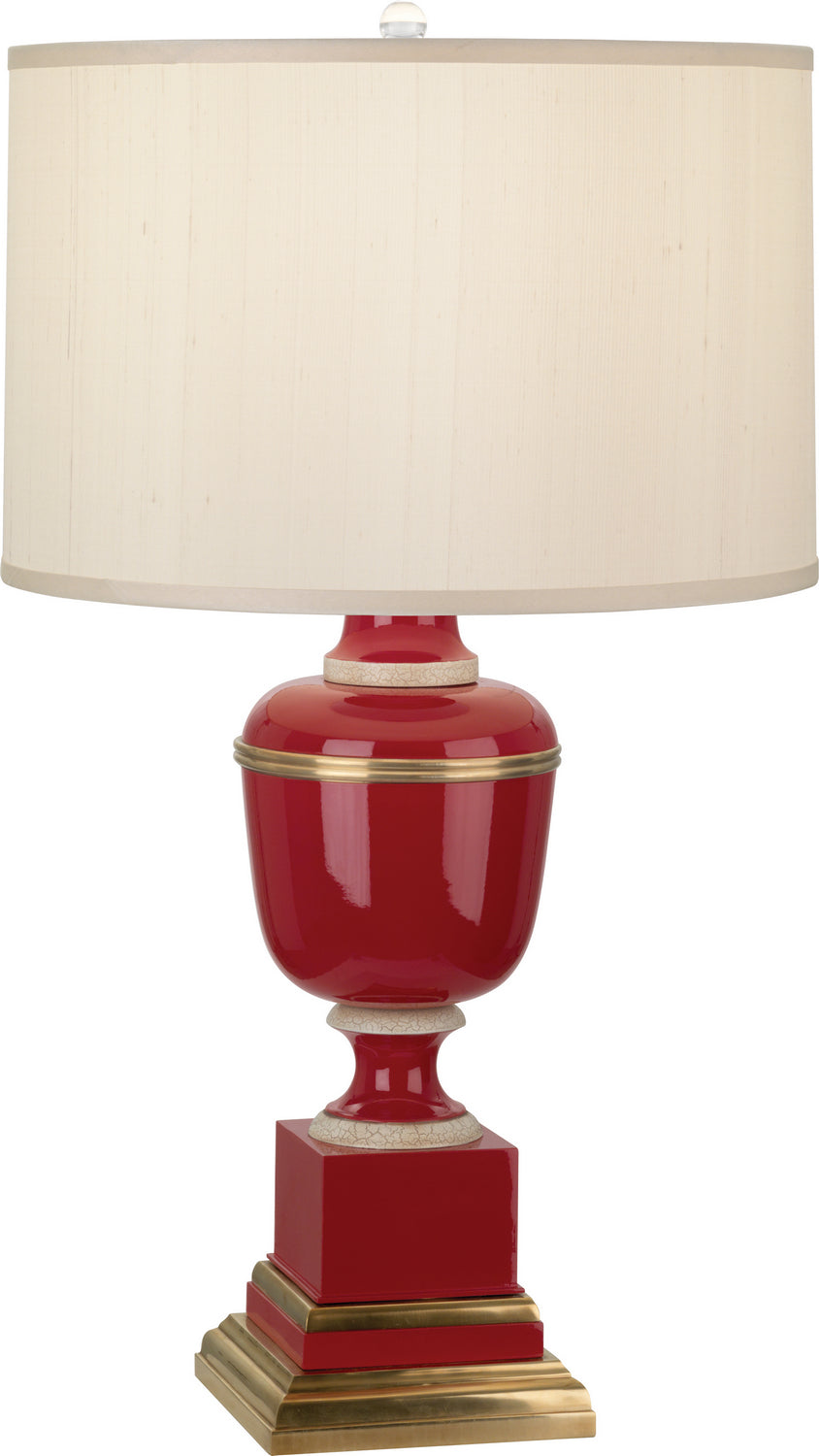 Robert Abbey Lighting 2501X Annika Lamp Red Lacquered Paint W/Natural Brass And Ivory Crackle