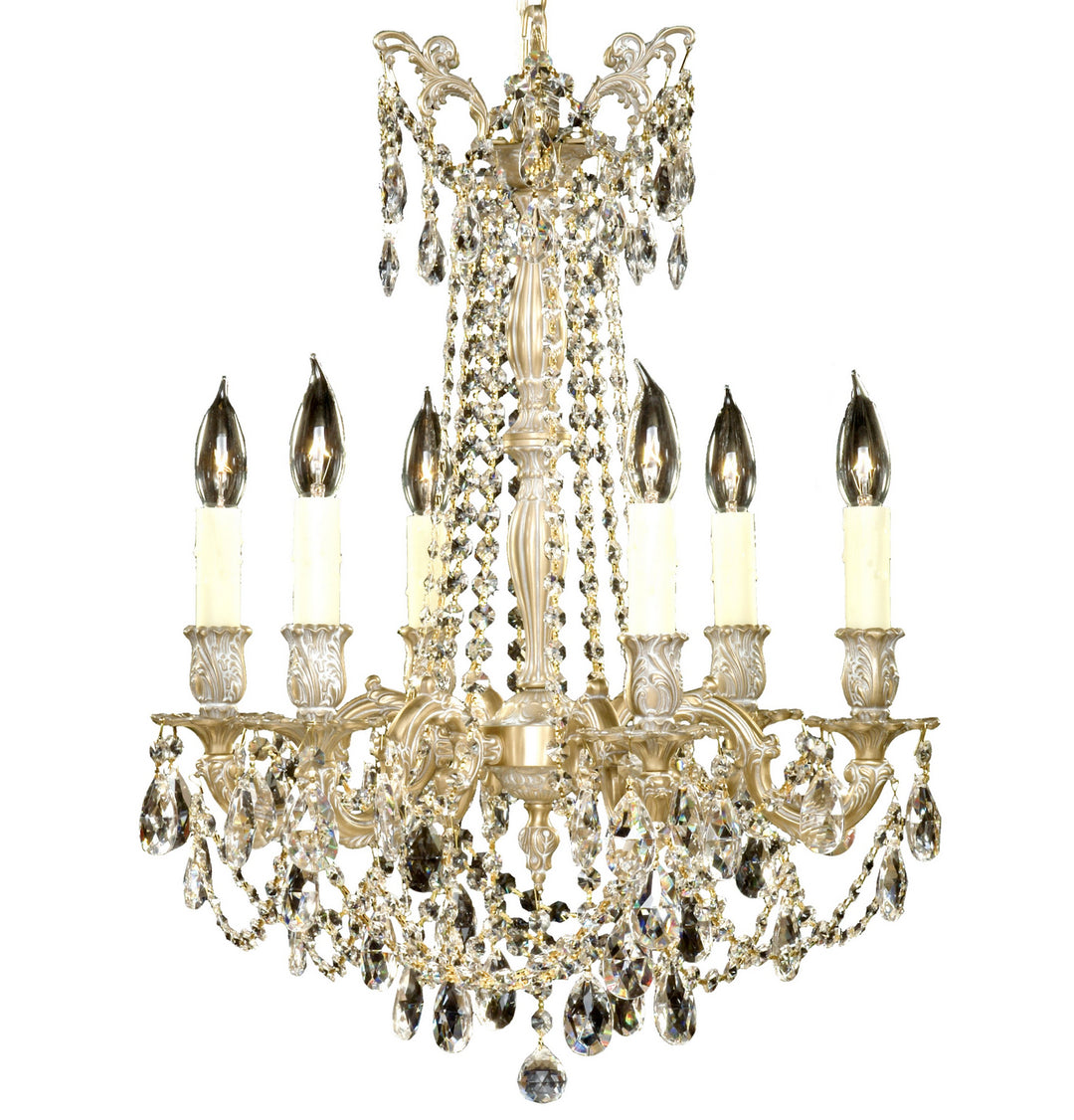 American Brass & Crystal Biella CH9228-O-04G-PI Chandelier Light - Antique White Glossy