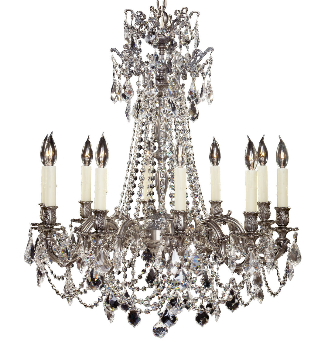 American Brass & Crystal Biella CH9248-A-10G-PI Chandelier Light - Antique Silver