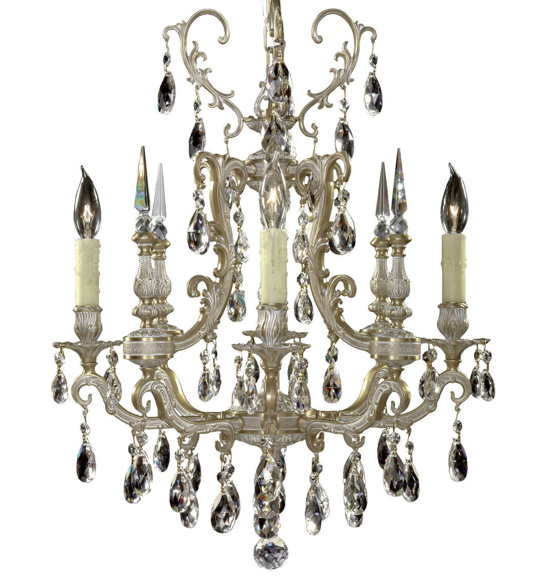 American Brass & Crystal Parisian CH7011-O-04G-PI Chandelier Light - Antique White Glossy
