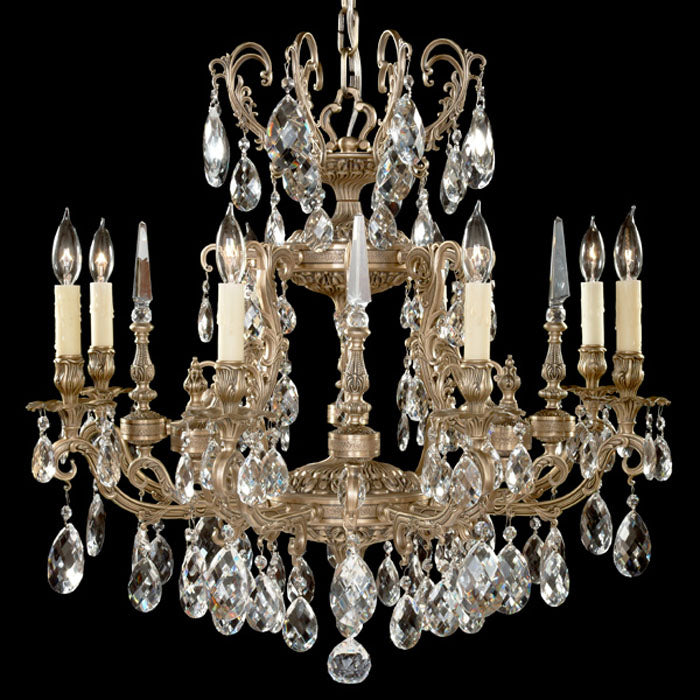 American Brass & Crystal Parisian CH7013-O-02G-PI Chandelier Light - Antique Black Glossy