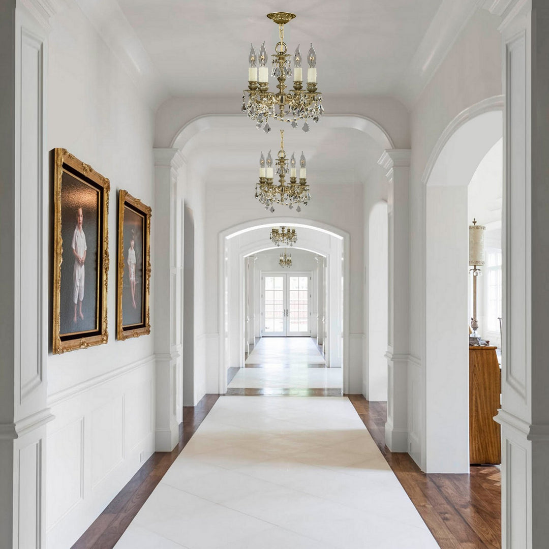 American Brass & Crystal Biella CH9102-A-12G-PI Chandelier Light - Polished Brass with Black Inlay