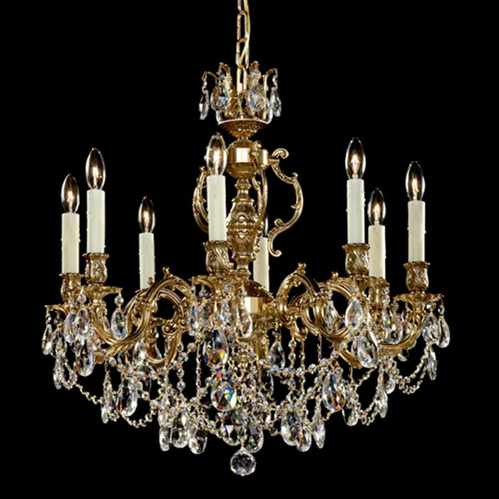 American Brass & Crystal Rosetta CH9542-O-12G-PI Chandelier Light - Polished Brass w/Black Inlay
