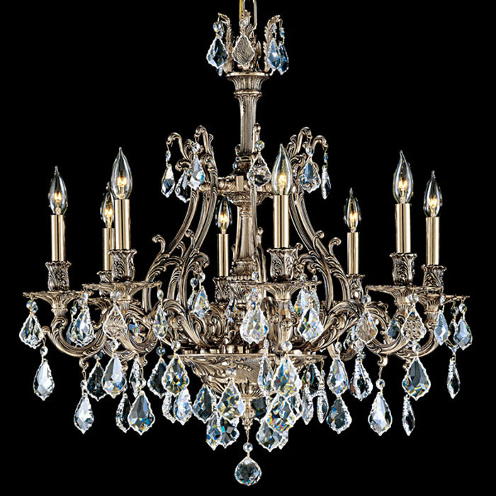 American Brass & Crystal Chateau CH9632-A-12G-ST Chandelier Light - Polished Brass w/Black Inlay