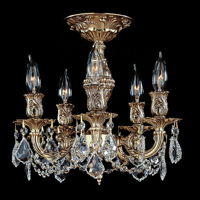 American Brass & Crystal Rosetta FM9501-A-01G Ceiling Light - Polished Brass w/Umber Inlay