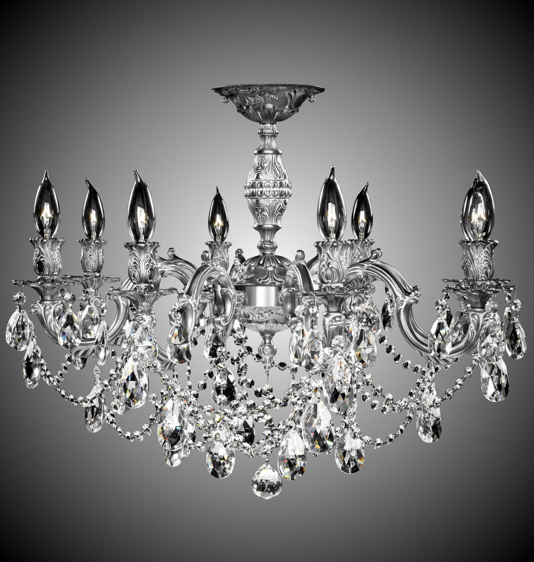 American Brass & Crystal Rosetta FM9541-O-10W Ceiling Light - White Nickel