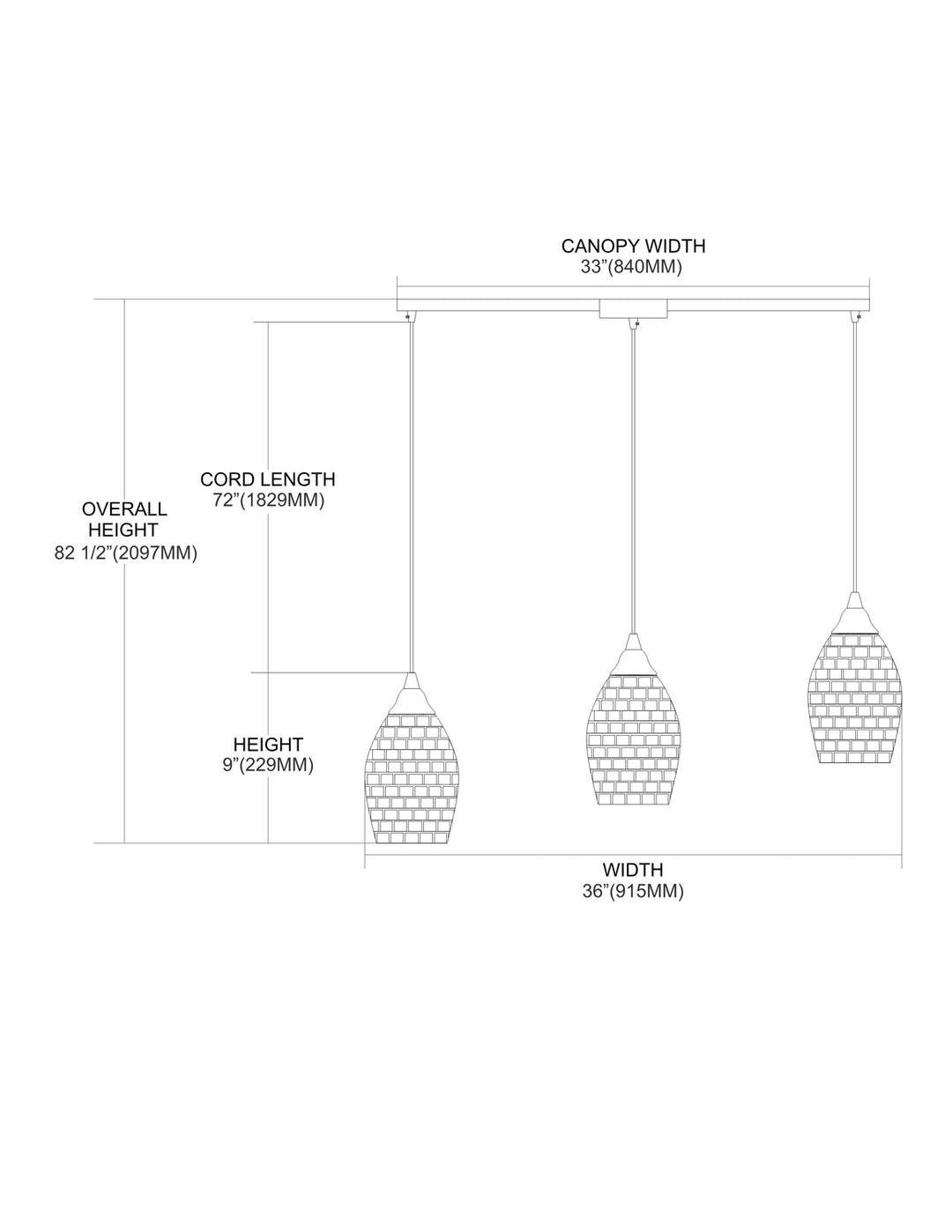 Elk Capri 10141/3L Pendant Light - Satin Nickel