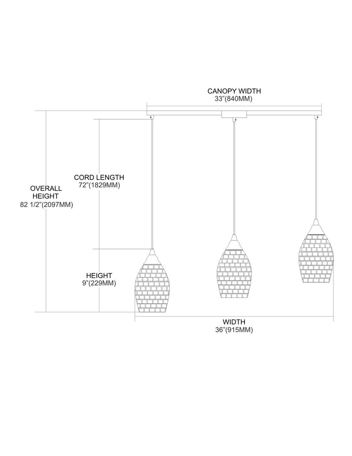 Elk Capri 10141/3L Pendant Light - Satin Nickel