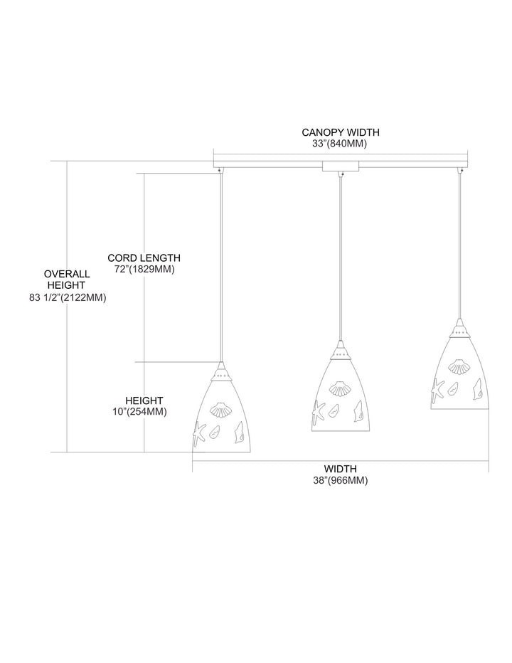 Elk Seashore 20000/3L Pendant Light - Satin Nickel